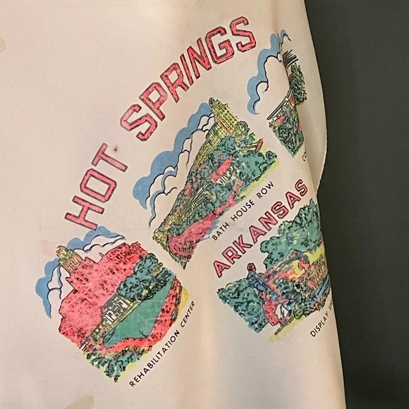 Vintage 60s Hot Springs Arkansas Souvenir Scarf 29 In Fair Condition - Picture 7 of 10